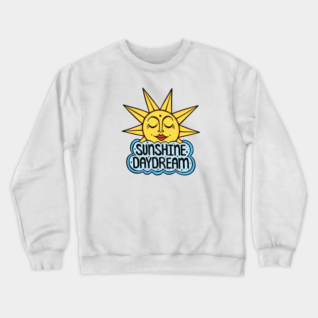 Sunshine Daydream Happy Sun and Cloud Crewneck Sweatshirt by maboles